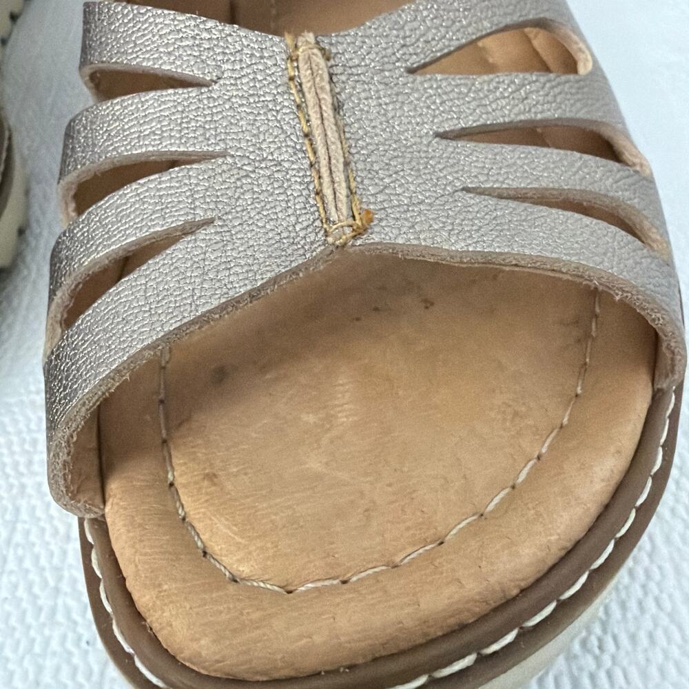 Pikolinos Sandals Womens Size 10 Alcudia Pewter Metallic Lace Up Comfort - Picture 6 of 12